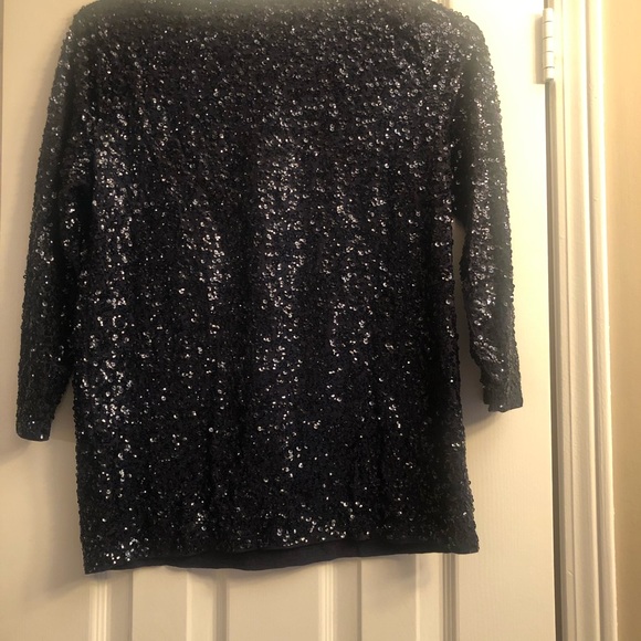 J. Crew Navy Sequin Top - Picture 3 of 4